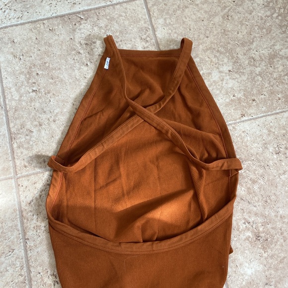 Rust Low Back / Criss Cross Straps Bodysuit - Picture 2 of 3